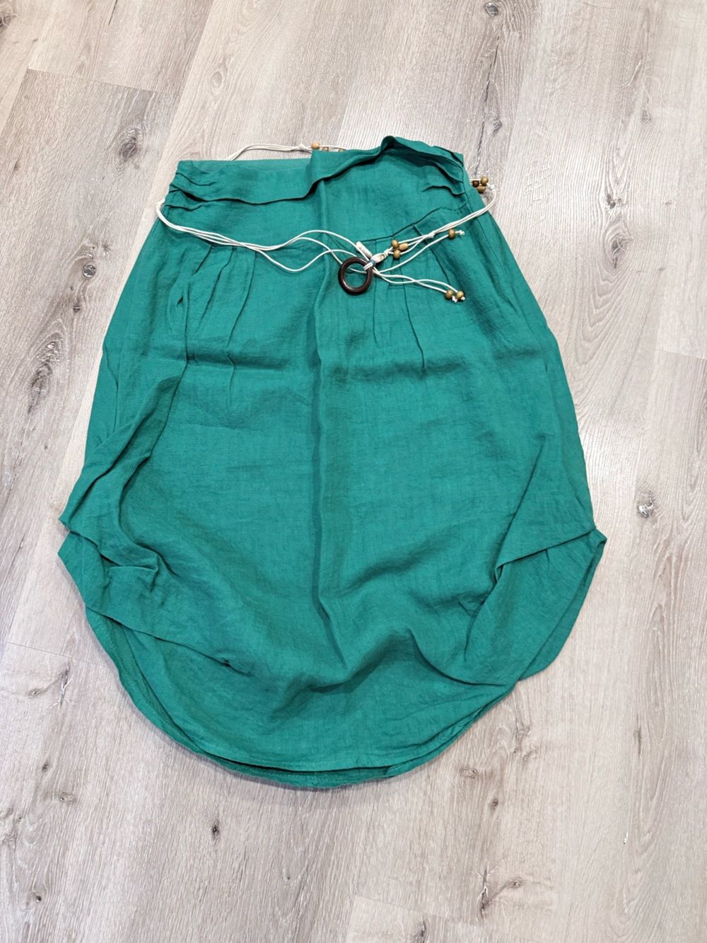 Green Linen Skirt with belt